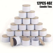 Resim 12 Adet 4 Oz Beyaz Mum Kutusu, 4 Oz Mum Kavanozları Mum Kapları Kapakları Ile, Mum Yapımı Için Mum Kutusu, Sanat Ve El Sanatları, Depolama Ve Hediyeler Için 
