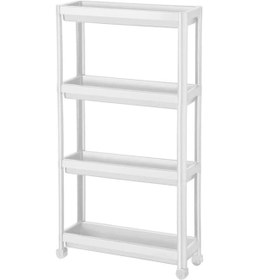 Resim Sev Plastik 4 Katlı Tekerlekli Diktördgen Organizetör Raf Beyaz 