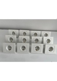 Resim Ovivo Topraklı Priz Çerçeve Dahil Beyaz 12 Adet W1171001 Beyaz Takım 