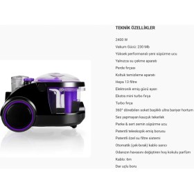 Resim Arnica Patentli Özel Sistemli Rosegold Sulu Elektrik Süpürgesi, Yıkanabilir Hepa 13 Filtre 2400W + Hediye 