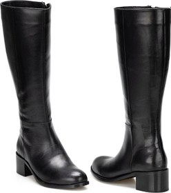 Resim TwoEgoist Kadın Hakiki Deri 5,5cm Topuklu Klasik Çizme Siyah 