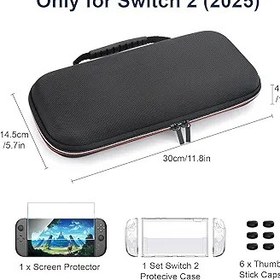Resim EEEKit Carry Case Compatible with Nintendo Switch 2 2025 Accessories, Includes Travel Case, Screen Protector, Clear Protective Cover, Thumb Grips 