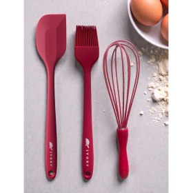 Resim Multiamo Isıya Dayanıklı Silikon Büyük Boy Tatlı-Pasta Hazırlık Seti Sivri Spatula/yumurta Fırçası/çırpıcı 