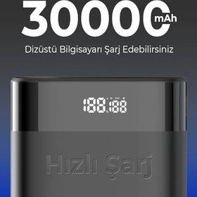 Resim Bix PB140W 30000MAH USB ve 2'type-C Pd 140W Üç Çıkışlı Dijital Ekranlı Powerbank Siyah Dizüstü Bilgisayar Laptop iPad iPhone Huawei ve Daha fazlası ile uyumlu 