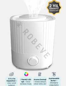 Resim ROBEVE 2.5 Lt Hava Nemlendirici Buhar Makinesi Ultrasonik Difüzör Oda Nemlendirici Hava Nemlendiricisi 
