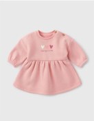 Resim Kalpli Kışlık Kız Bebek Elbise Pudra 