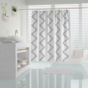 Resim Zethome Banyo Perdesi 1x180x200 Tek Kanat Duş Perdesi Halka Hediyeli Duşakabin Perdesi Waterway 
