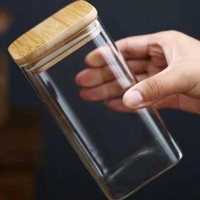 Resim 3'lü Ahşap Kayın Ağaç Standlı Kapaklı Akrilik Şekerlik Çerezlik Baharatlık Kahve Tuzluk Saklama Kabı 