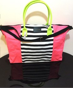 Resim Victoria's Secret Vs Nar Çiçeği Renk Çizgili Kanvas Tote Seyahat Çantası Çok Renkli 