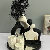Resim Şık Silikon Çift Embrace Mum Kalıbı - DIY Reçine ve Sabun Yapımı Kalıbı ile Kalp Tasarımı, Siyah ve Beyaz Figürin Masaüstü Dekoru için Ev, Ofis veya Hediye Verme, Mum Yapımı Malzemeleri 