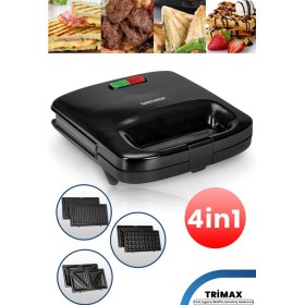 Resim Goldmaster Trimax 4’ü Bir Arada Çıkarılabilir Mini Tost Izgara Waffle Sandviç Makinesi GM7452 