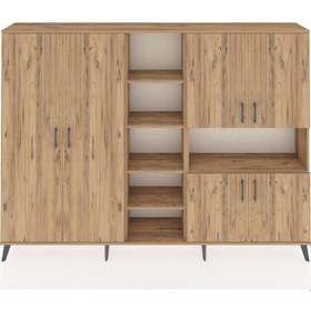 Resim Arges Dolap 13 Raflı 6 Kapaklı 220x30x163 Çam-çam Atlas Çam - Atlas Çam 