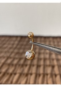 Resim Yüksek Kalite G23 Titanium Parlak Top Taşlı Titanyum Göbek Piercingi Top 10mm Altın 