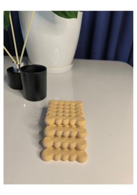 Resim 4'lü Petibör Bisküvi Şeklinde Bardak Altlığı Bej 