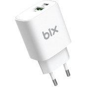 Resim Bix BX2P38 TYPE-C 20W PD + USB-A 18W QC Girişli Hızlı & NBSP Şarj Adaptörü Beyaz 