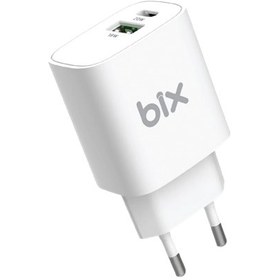 Resim Bix BX2P38 TYPE-C 20W PD + USB-A 18W QC Girişli Hızlı & NBSP Şarj Adaptörü Beyaz 