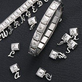 Resim 1 adet A-Z Charm Modülü Harf Bileklik Modülü Boncuklar & Özel Bileklik Tasarımları için Boncuk Assortileri, İdeal Bayram Hediyesi Boncuk Aksesuarları 