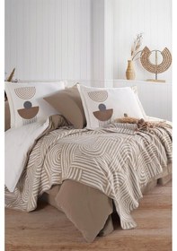 Resim İyi Geceler İstanbul Babil Bej %100 Pamuk Çift Kişilik Battaniyeli Nevresim Takımı Bej 