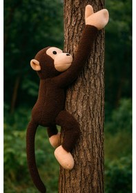 Resim Elleri Yapışan Oyun Ve Uyku Arkadaşı Peluş Maymun Oyuncak Sarılan Maymun Kahverengi Koyu Kahverengi 