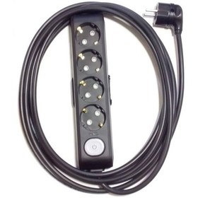 Resim Obukacha 4'lü Anahtarlı Siyah Topraklı Çocuk Korumalı L Grup Priz 7 Metre 