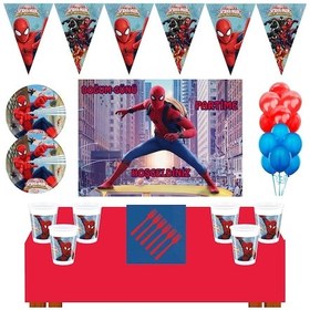 Resim Örümcek Adam Doğum Günü Konsepti 16 Kişilik 50X70 Cm Afişli Spide N11.1475 