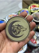 Resim KOMANDO PAZARI Ay Ve Kurt İşlemeli 3D Lazer Kesim Arkası Cırtlı Patch Çöl Rengi 