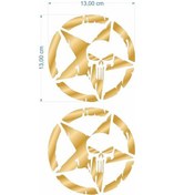 Resim Skm Army Yıldız Kuru Kafa 13 X 13 Cm Gold Sticker 2 Li 