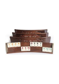 Resim Helena Wood Art Mozaik İşlemeli Masif Ahşap Okey Seti Oval Takımı Gül 