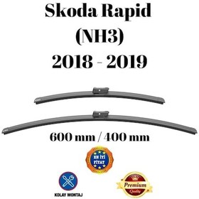 Resim Skoda Rapid Nh3 2018 2019 Uyumlu Ön Cam Muz Tipi Silecek Süpürgesi Seti 600/400mm Silbak 