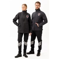 Resim Güvenlik Kıyafetleri KM-Softshell Mont Su ve Rüzgar Geçirmez, Nefes Alabilen Özel Güvenlik Montu FÜME 3XL 