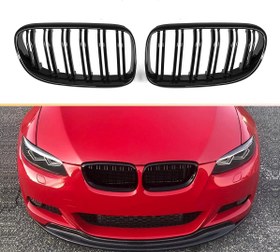 Resim Bmw 3 Serisi E92 2010-2013 Uyumlu M3 Görünüm Panjur ( Çift Çizgi Böbrek ) Pıano Black / Makyajlı Kasa 