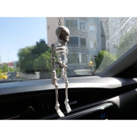 Resim Rex Aksesuar İskelet Ayna Süsü Beyaz Araba Süsü - Dikiz Aynası Süsü Zincirli 