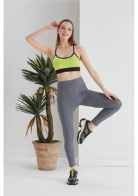 Resim Fitilli Tayt Yüksek Bel Dikişsiz Dayanıklı Örme Kumaş Şardonlu Kışlık Fitilli-tayt Antrasit 