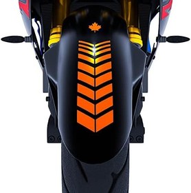 Resim 2 Adet Sport Motosiklet Çamurluk Floresan Turuncu Kask Sticker 