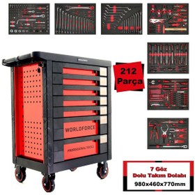 Resim Worldforce 212 Parça Dolu Takım Dolabı 7 Çekmece Eko Paket 