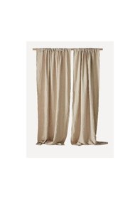 Resim Keten Döngülü Perde Açık Bej 