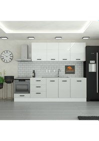 Resim 260 Cm Mutfak Dolabı Mdf Kapak Tezgah Dahil Yrkn260 100 Gümüş 