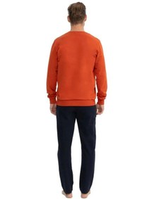 Resim U.s. Polo Assn. 18824 Erkek Turuncu Uzun Kollu Yuvarlak Yaka İki İplik Pijama Takım 001 