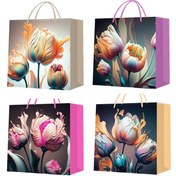 Resim Küçük Boy Lale Desenli Karton Hediye Çantası 