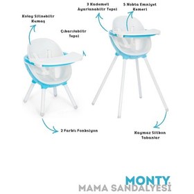 Resim Monty Mama Sandalyesi 3 Kademeli Tabla Kaymaz Tabanlı Geniş Oturma Alanlı 6ay-9yaş Minderli 