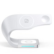 Resim Shaza 4'ü 1 Arada Magsafe 15W Hızlı Kablosuz Beyaz Taşınabilir Şarj İstasyonu 