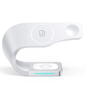 Resim Shaza 4'ü 1 Arada Magsafe 15W Hızlı Kablosuz Beyaz Taşınabilir Şarj İstasyonu 
