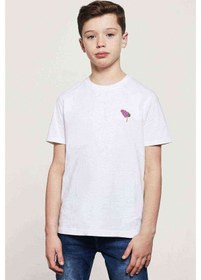 Resim Tshirthane Pembe Çiçekler Leylak Çiçeği Baskılı Unisex Çocuk Beyaz T-Shirt 