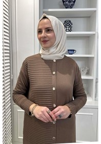 Resim Rabia Şamlı Manolya Sütlü Kahve Triko Hırka Çok Renkli 