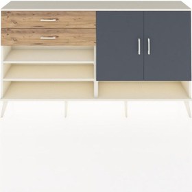 Resim Arges Konsol 4 Raflı 2 Çekmeceli 2 Kapaklı 176x30x99 Aytaşı-antra Aytaşı-antrasit/çam 