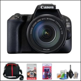 Resim Canon Eos 200 D + 18-135 mm Stm Kit Lens Fotoğraf Makinesi (Çanta + 32 GB Sd Kart + Temizlik Kiti Hediyeli) 
