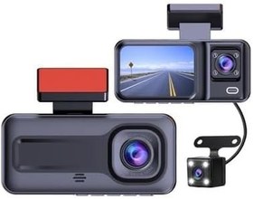 Resim H98 Full Hd 1080P Wi-fi Full Hd 3 Kameralı Araç Içi Kamera Araba Güvenlik Kamerası Gece Görüşü Ön Geri iç Kayıt IR LED 