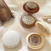 Resim Birçok Renkli Taşınabilir Katlanabilir Saç Fırçası, Dahili Ayna, Saç Masajı Tarak, Hava Yastığı, Seyahat İçin Uygun, Saç Kurutma İçin Plastik Fırça Kullanımı, ABS Plastik Sap 