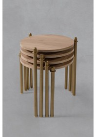 Resim 4 Lü Flora Zigon Sehpa - Meşe 