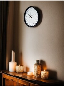 Resim 36 Cm Siyah 24 Saat Göstergeli Duvar Saati Açık 